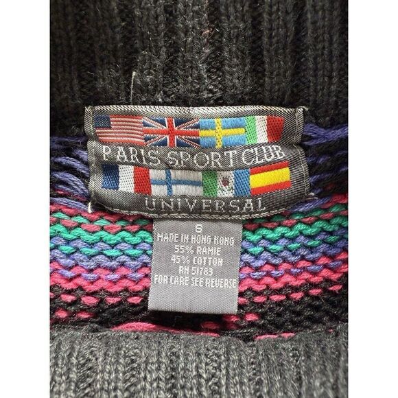 Vintage Paris Sport Club Pullover Sweater Women’s S Grandpa 80’s Cosby Geometric - Picture 3 of 9